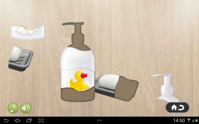 Application screenshot: 2 Puzzle 4 enfants - bain