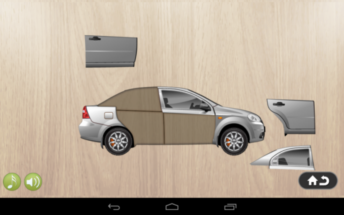 Application screenshot: 4 Puzzle 4 enfants - voitures