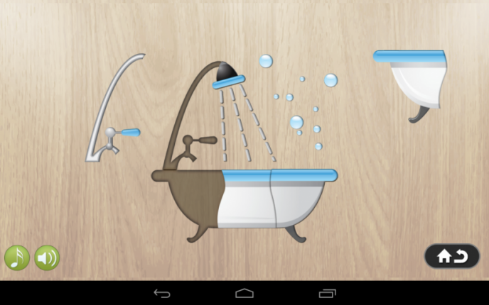 Application screenshot: 5 Puzzle 4 enfants - bain